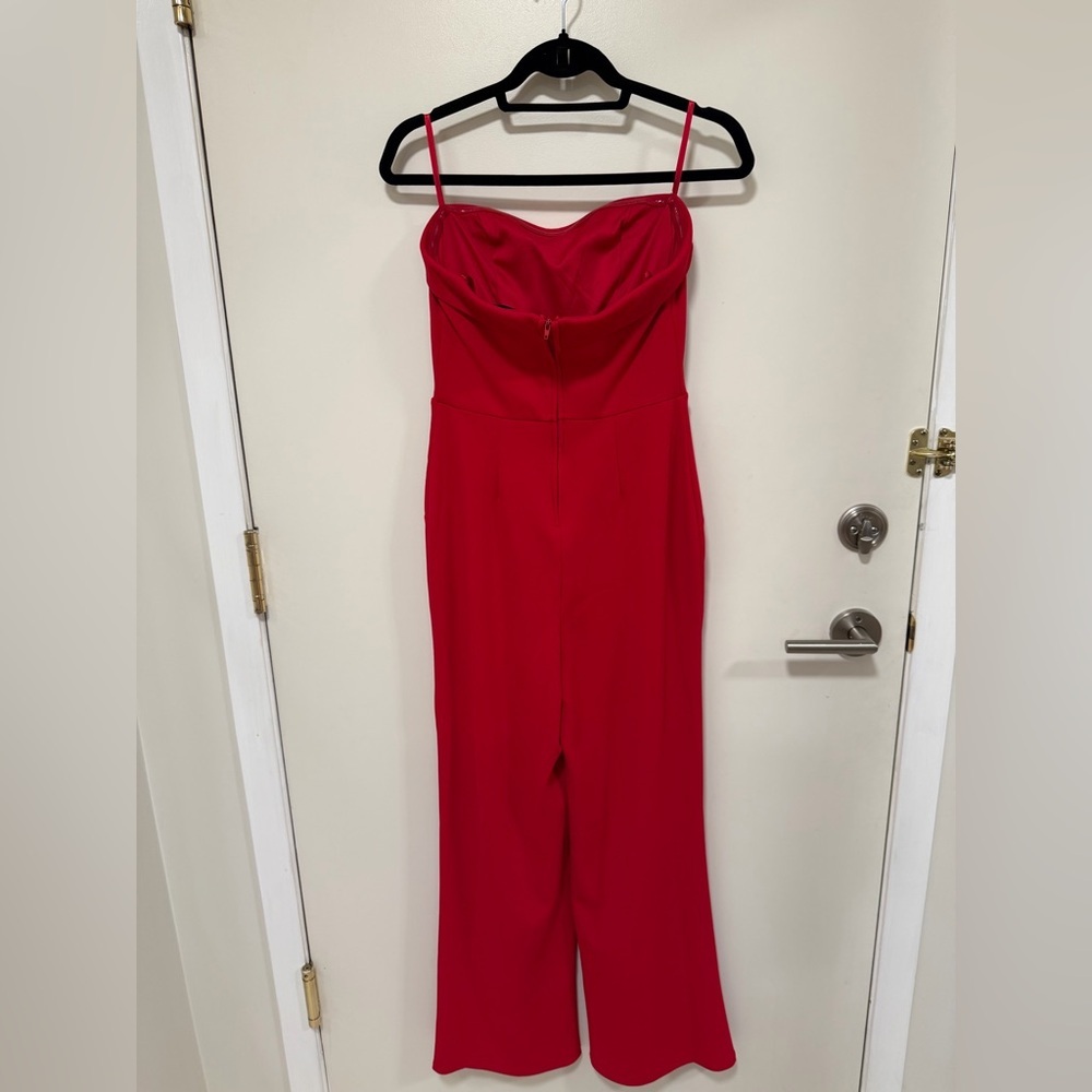 Elegant Red Women's Strapless Jumpsuit w/Built In Bra - Picture 6 of 11